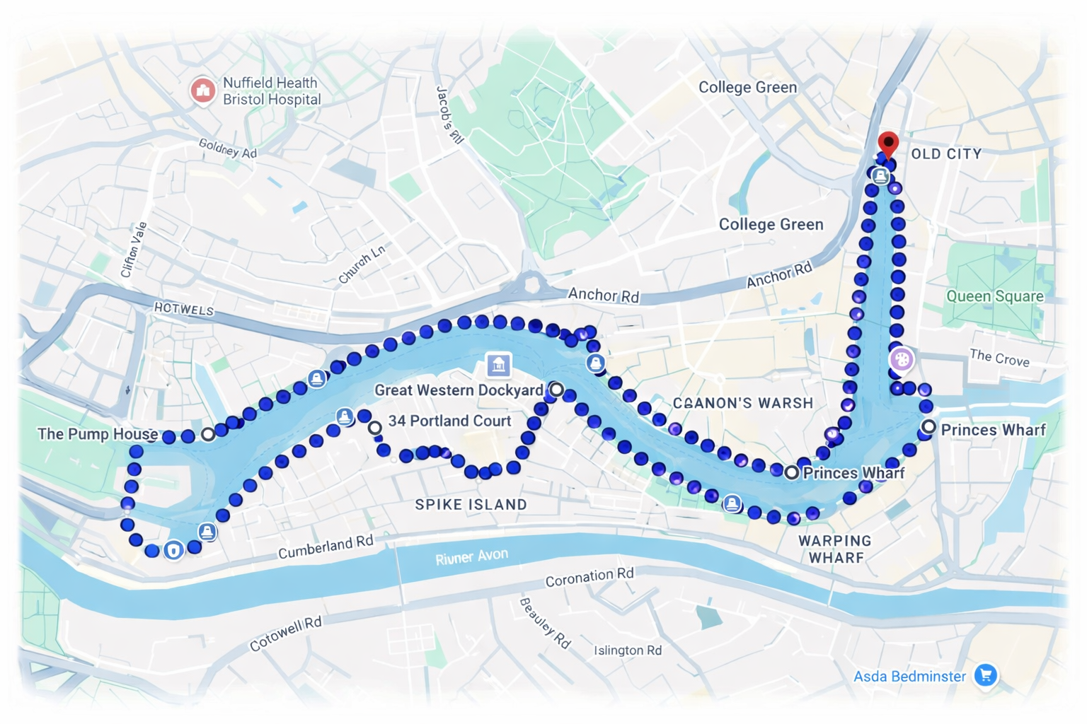 Bubble Walk route around Bristol Harbourside